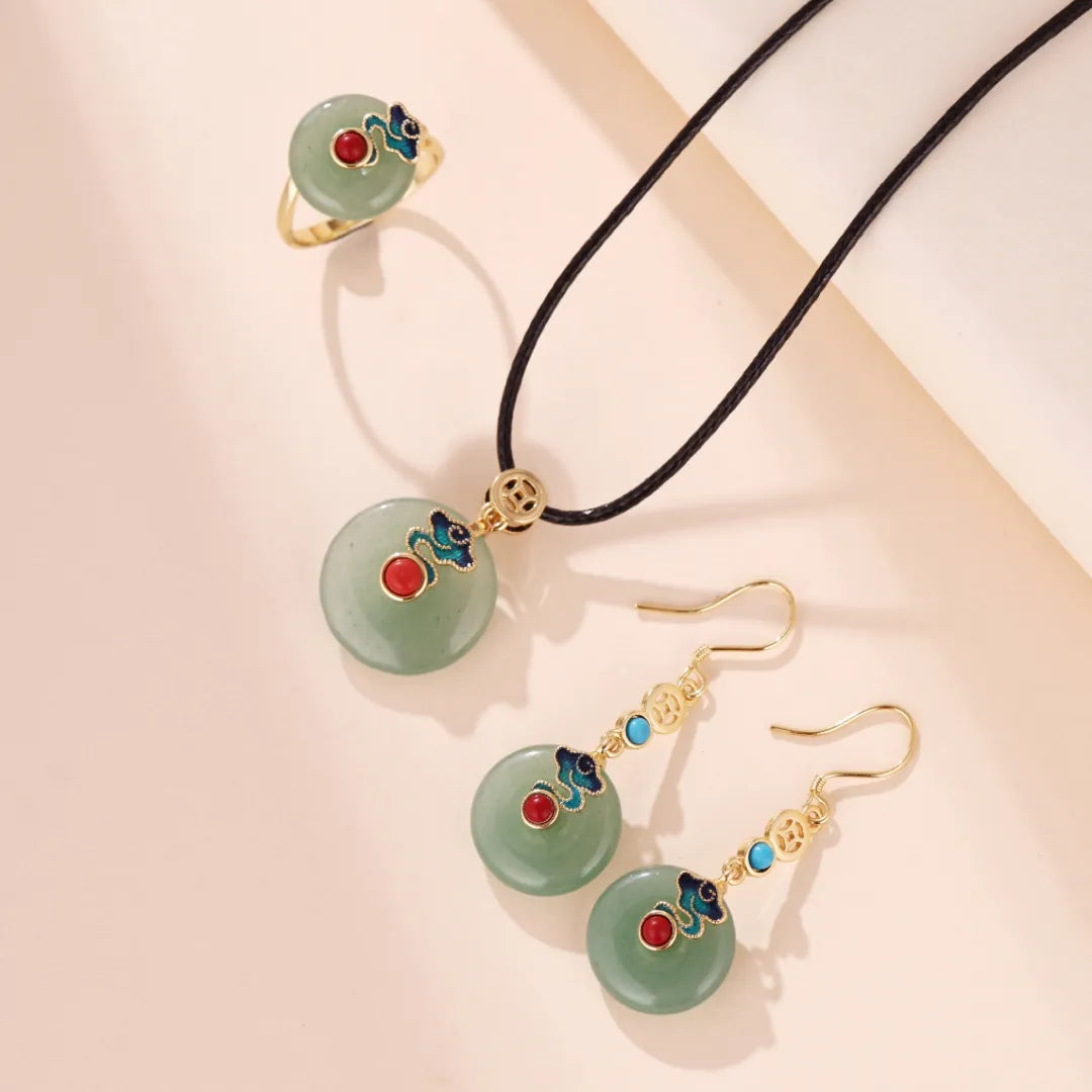 Boucles d'Oreilles Aventurine "Rêve de Nuage" Doré Or