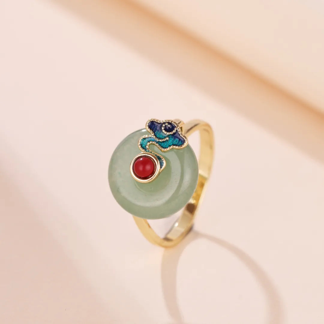 Bague Aventurine "Rêve de Nuage" Doré Or