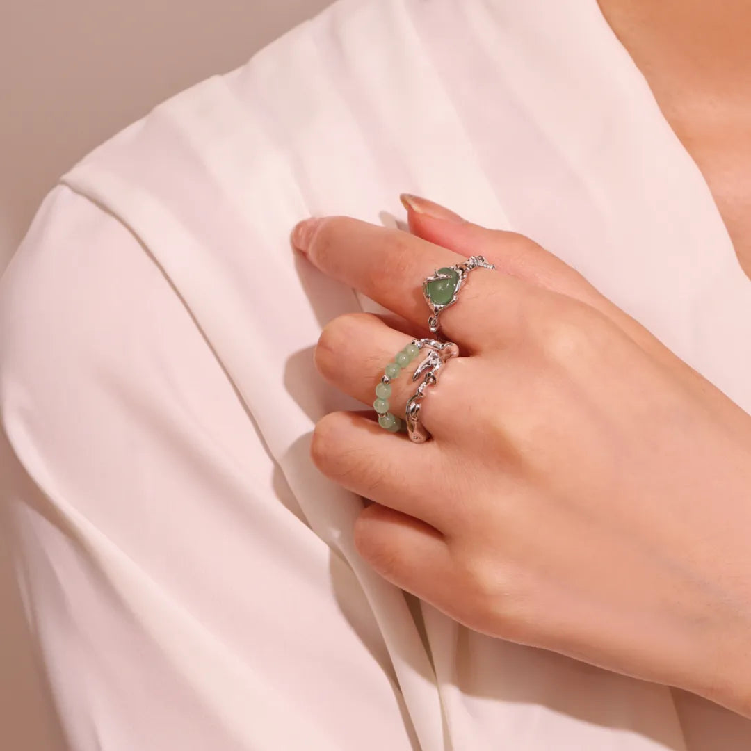 Bague Aventurine "Sérénité Naturelle" Argent