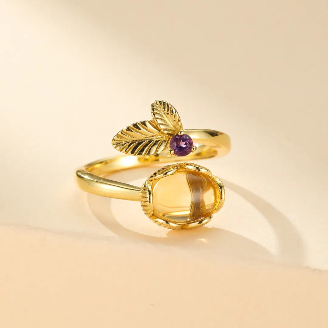 Bague Citrine et Améthyste "Fleurette" Argent Doré Or