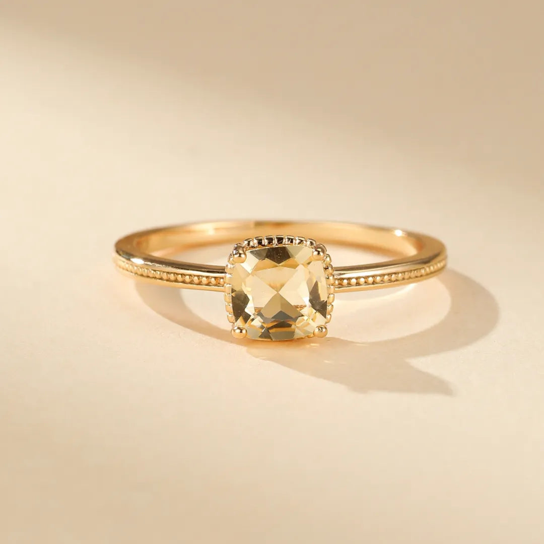 Bague Citrine "Pierre Lumineuse" Argent Doré Or