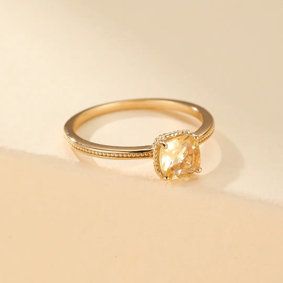 Bague Citrine "Pierre Lumineuse" Argent Doré Or