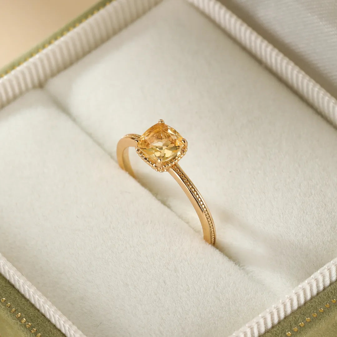 Bague Citrine "Pierre Lumineuse" Argent Doré Or