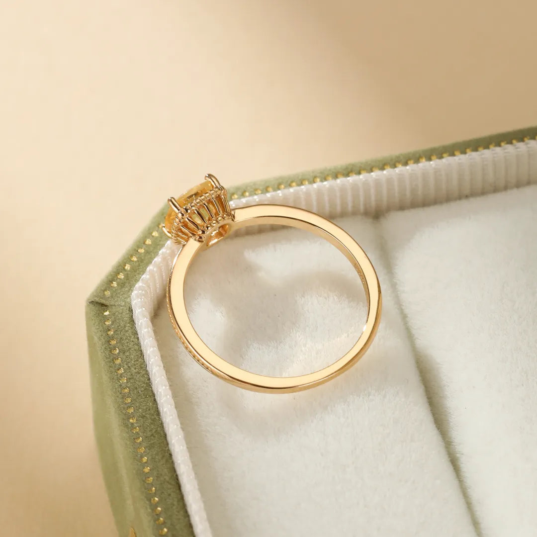 Bague Citrine "Pierre Lumineuse" Argent Doré Or