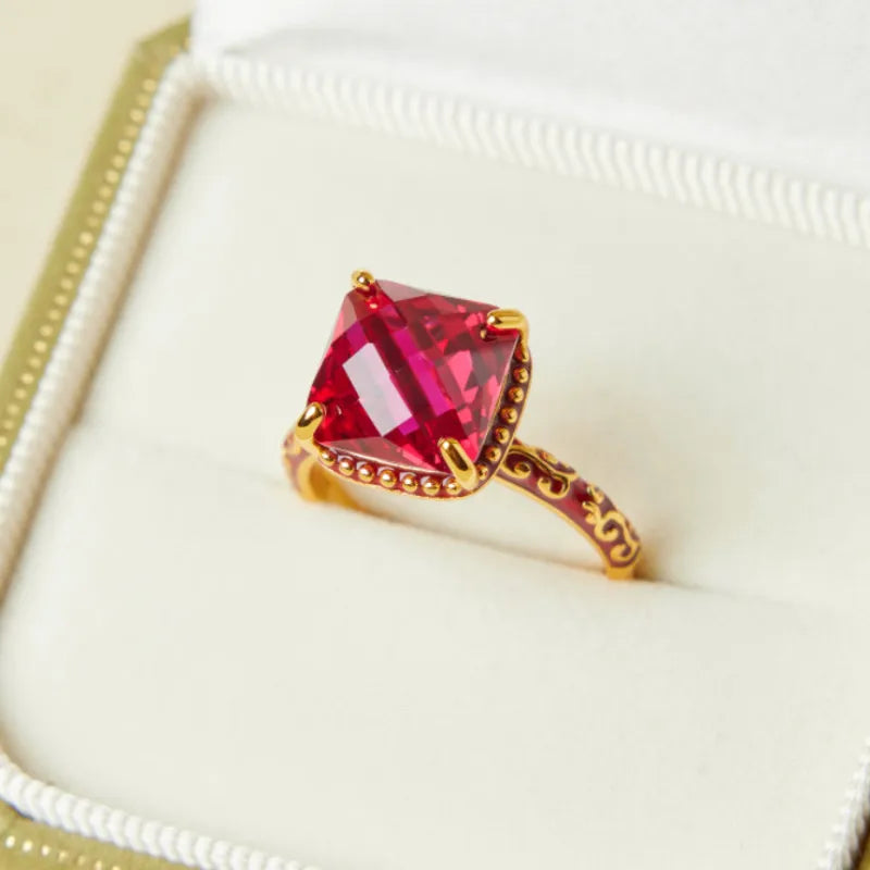 Anillo Cornalina "Belleza Audaz" Plata Dorada Oro