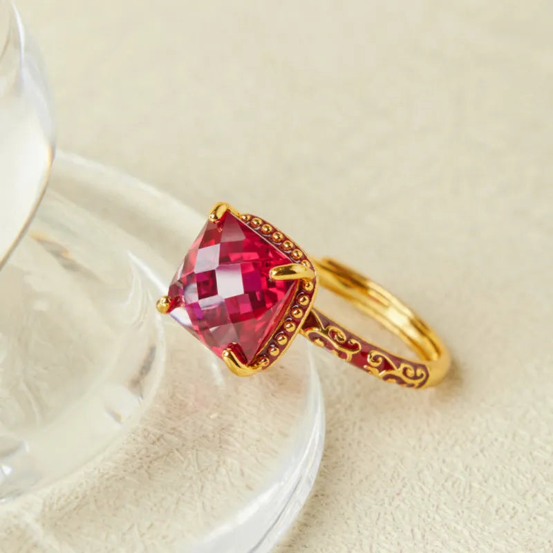 Anillo Cornalina "Belleza Audaz" Plata Dorada Oro