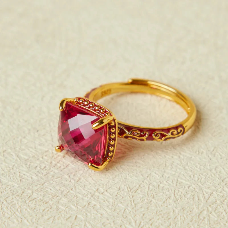 Anillo Cornalina "Belleza Audaz" Plata Dorada Oro