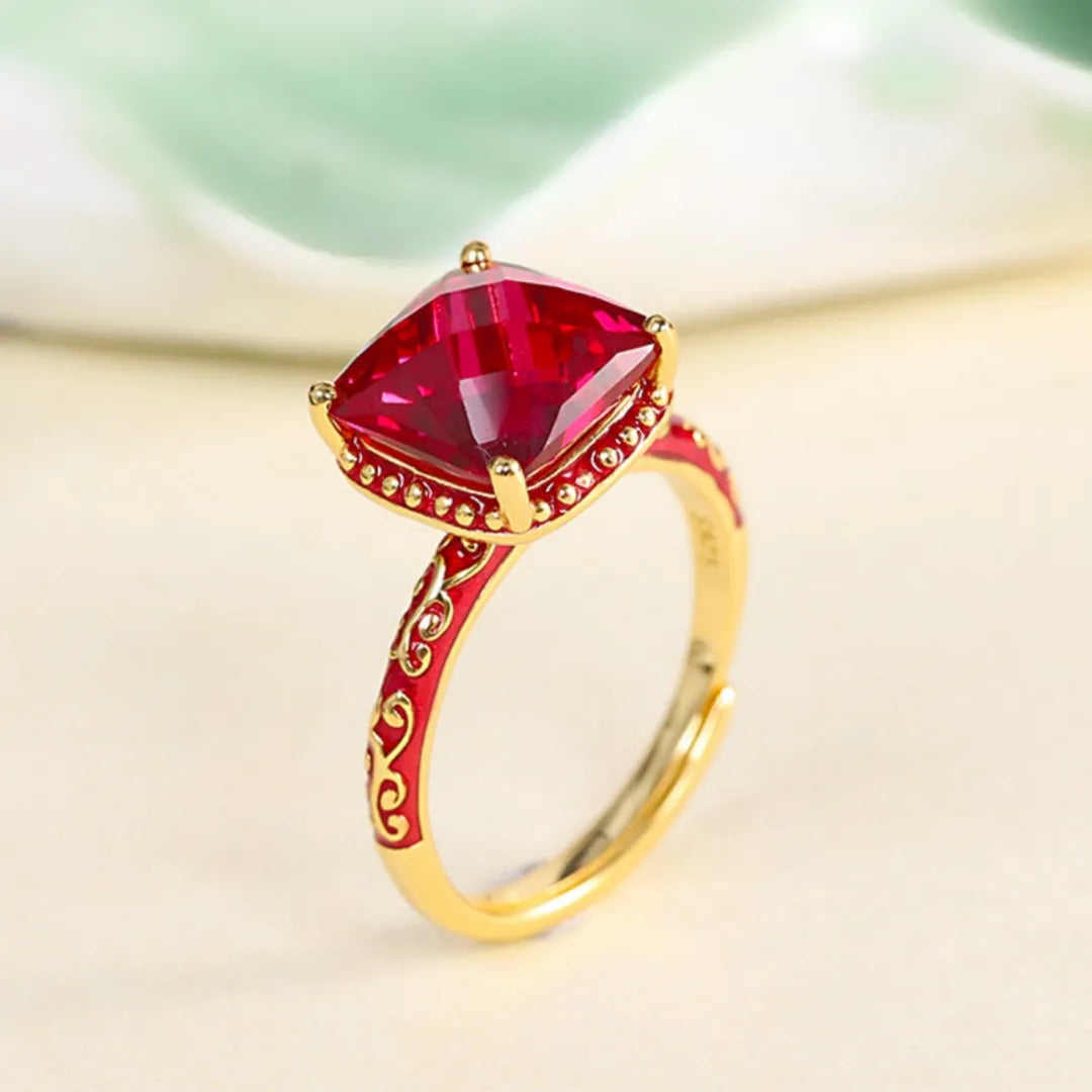 Anillo Cornalina "Belleza Audaz" Plata Dorada Oro