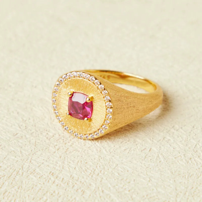 Anillo Cornalina "Energía Vital" Plata Dorada Oro