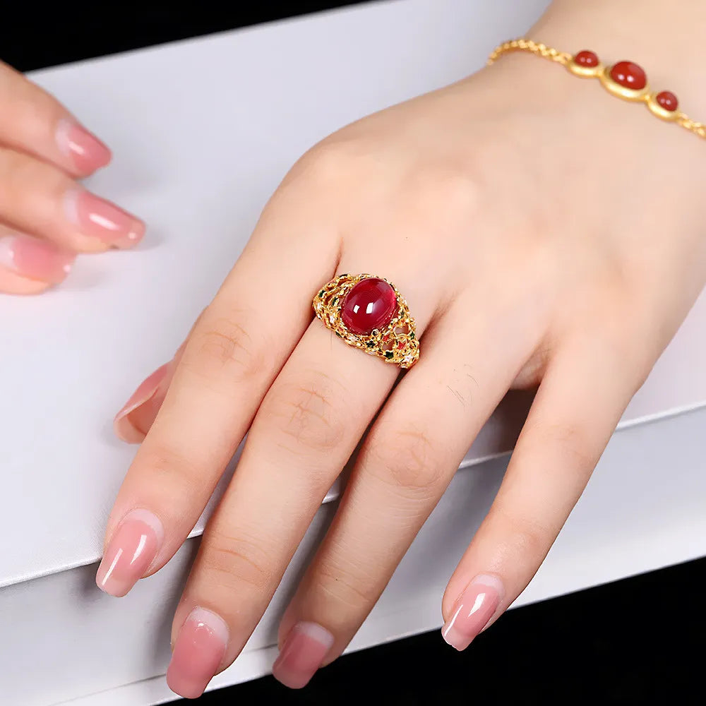 Anillo Cornalina "Fantasía Mágica" Plata