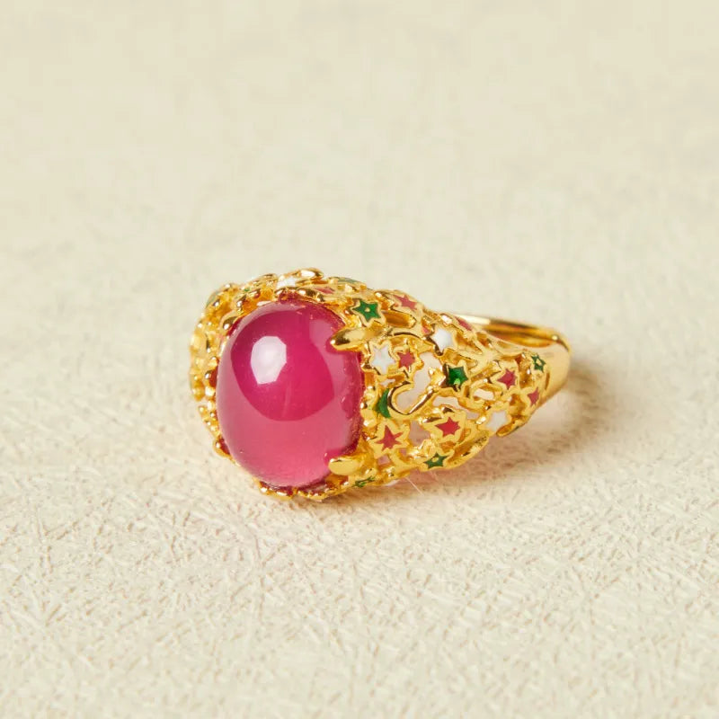 Anillo Cornalina "Fantasía Mágica" Plata