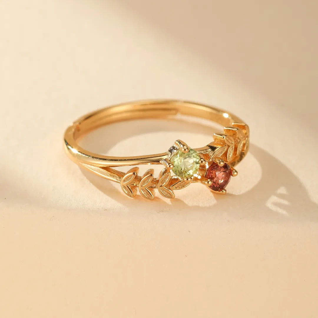 Bague Péridot et Grenat "Fraîcheur Lumineuse" Argent Doré Or