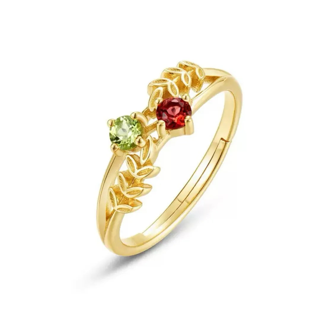 Bague Péridot et Grenat "Fraîcheur Lumineuse" Argent Doré Or