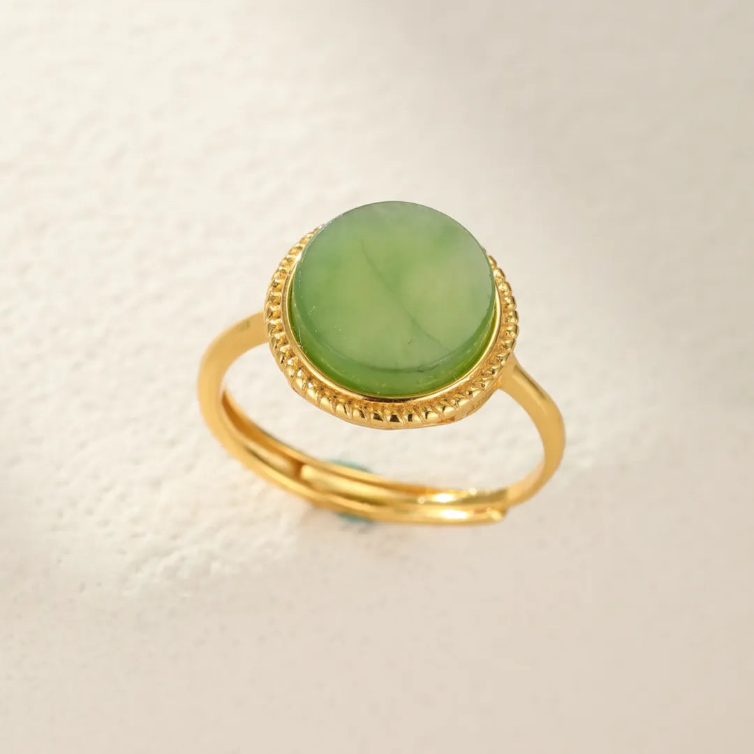Bague Jade "Charme Soleil" Argent Doré Or