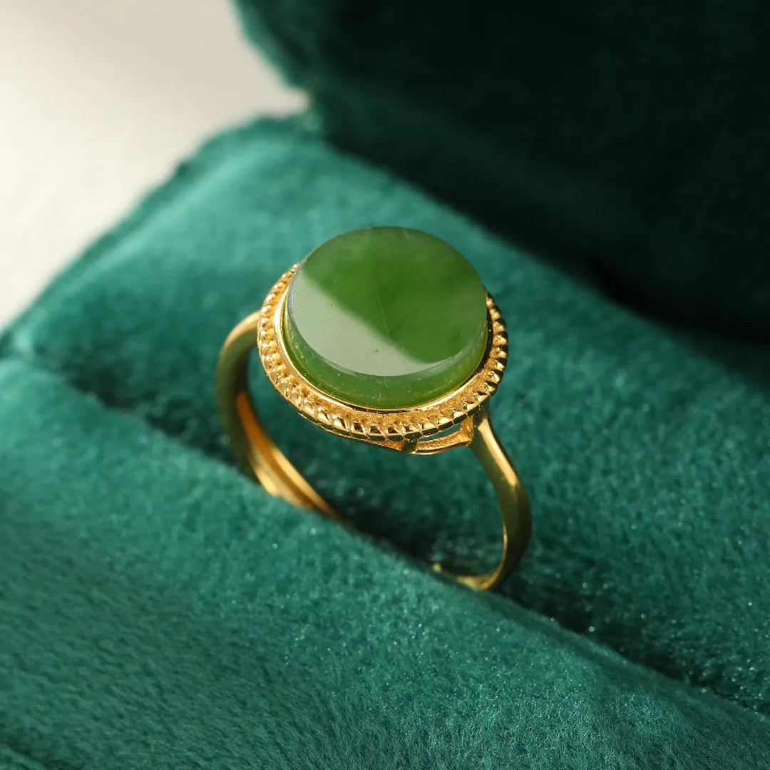 Bague Jade "Charme Soleil" Argent Doré Or