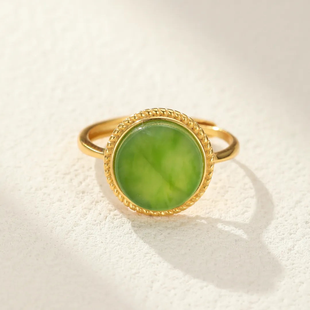 Bague Jade "Charme Soleil" Argent Doré Or