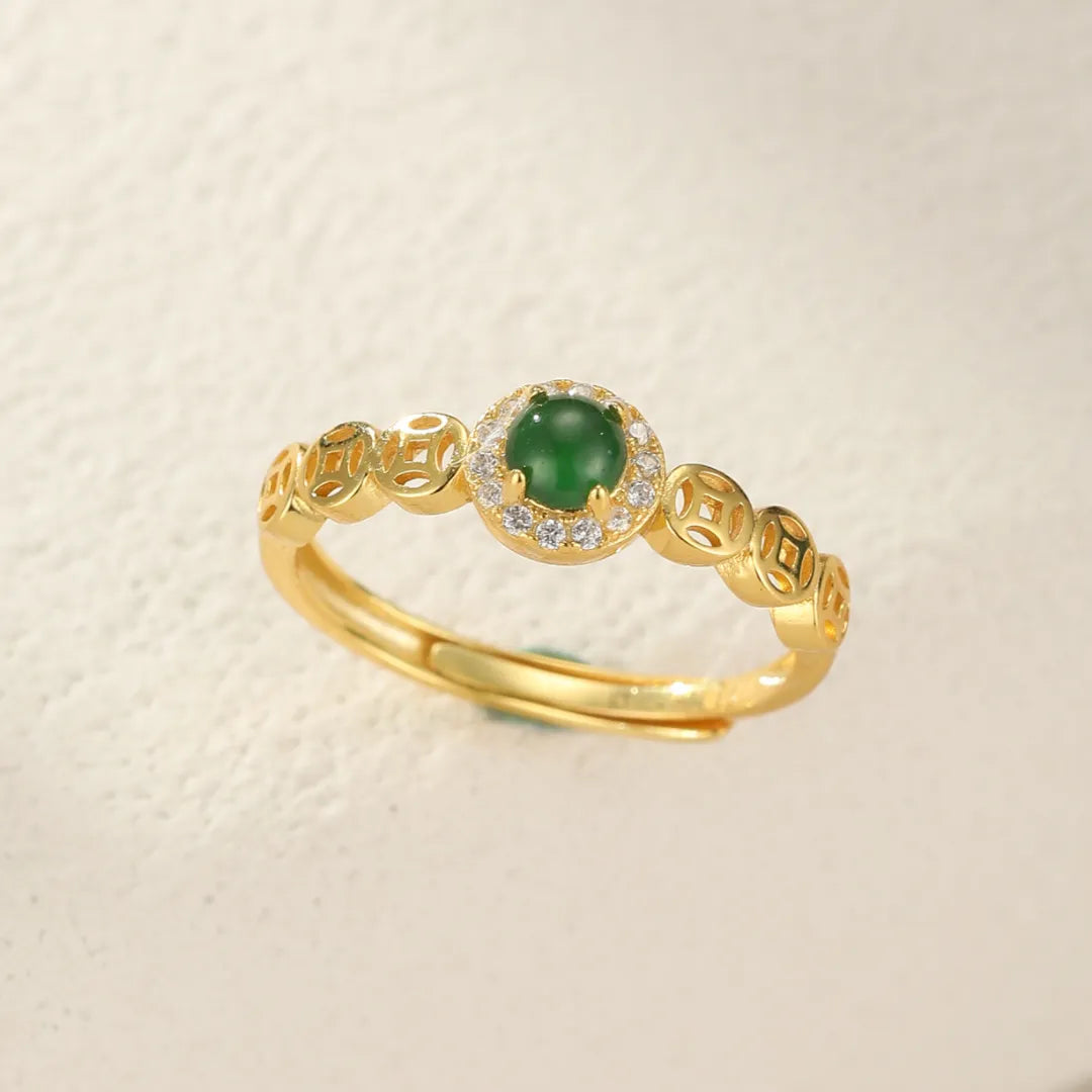 Anillo Jade "Claridad Refinada" Plata Dorada Oro