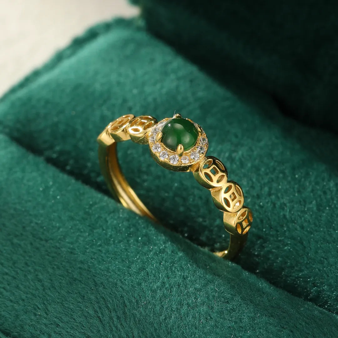 Anillo Jade "Claridad Refinada" Plata Dorada Oro