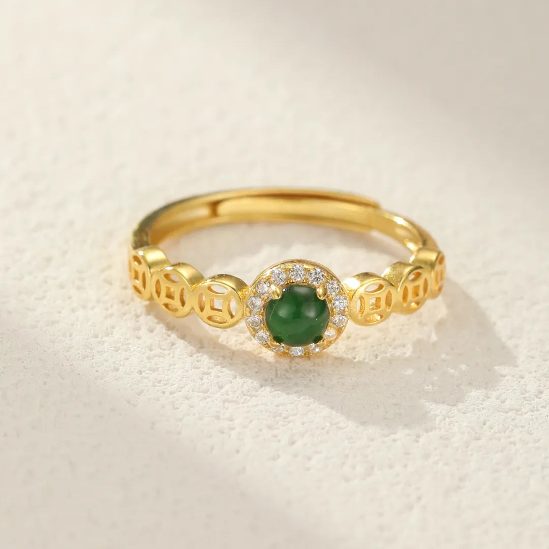 Anillo Jade "Claridad Refinada" Plata Dorada Oro