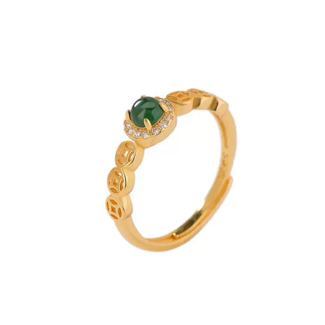 Anillo Jade "Claridad Refinada" Plata Dorada Oro