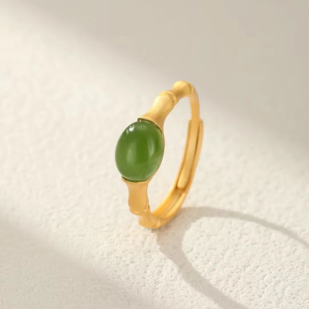 Bague Jade "Force Bambou" Argent Doré Or