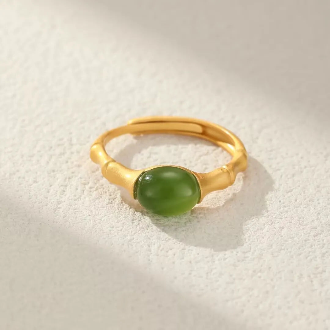 Bague Jade "Force Bambou" Argent Doré Or
