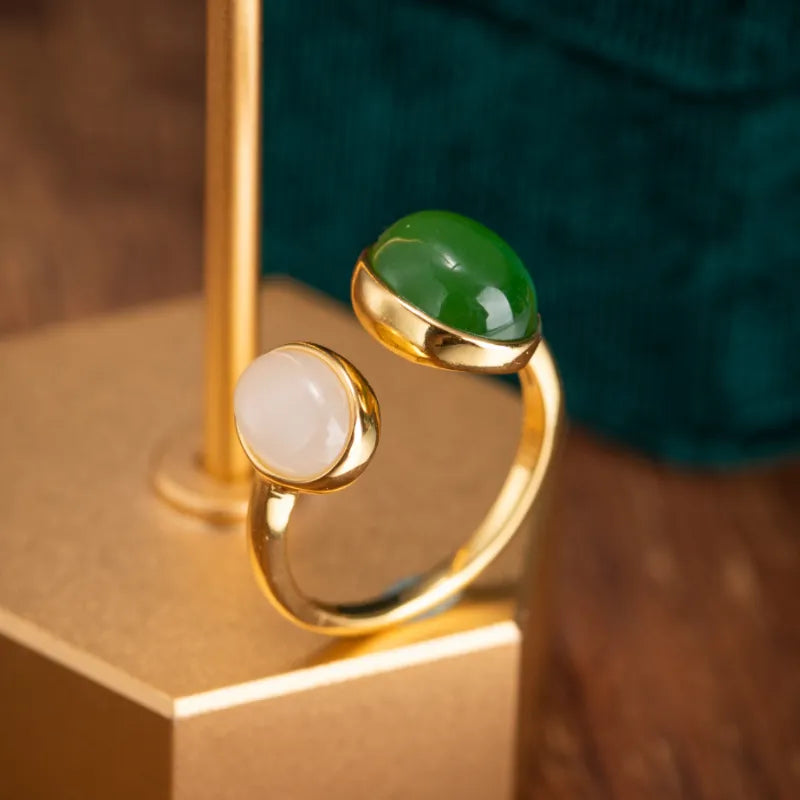 Bague Jade "Fusion Mystique" Argent Doré Or