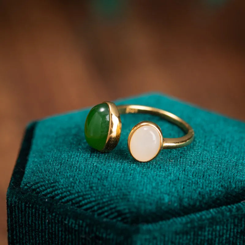 Bague Jade "Fusion Mystique" Argent Doré Or