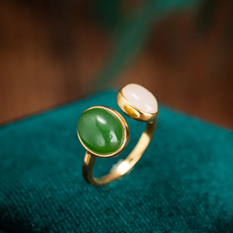 Bague Jade "Fusion Mystique" Argent Doré Or