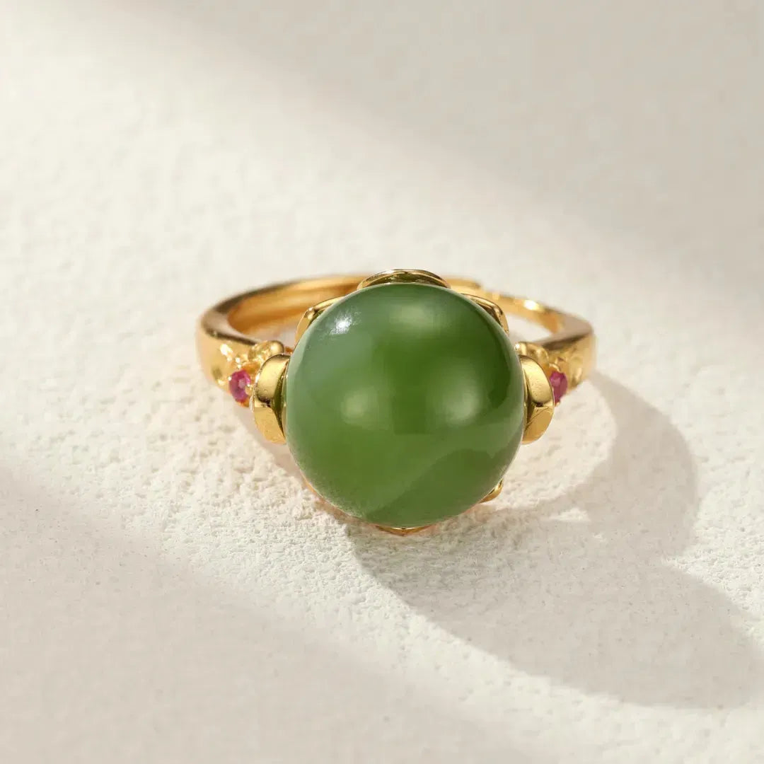 Bague Jade "Harmonie Profonde" Argent Doré Or