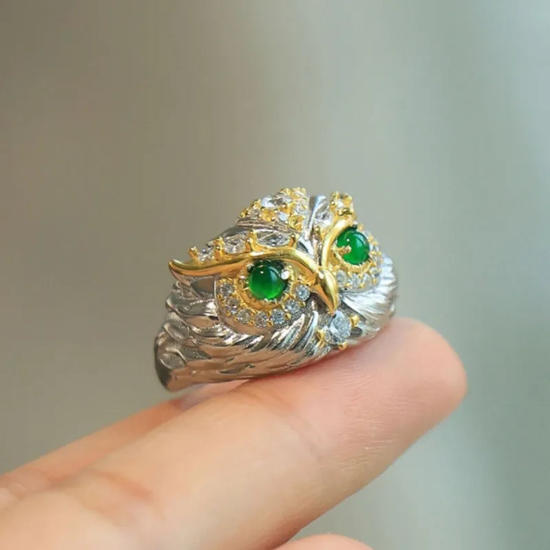 Bague Jade "Hibou Charmant" Argent