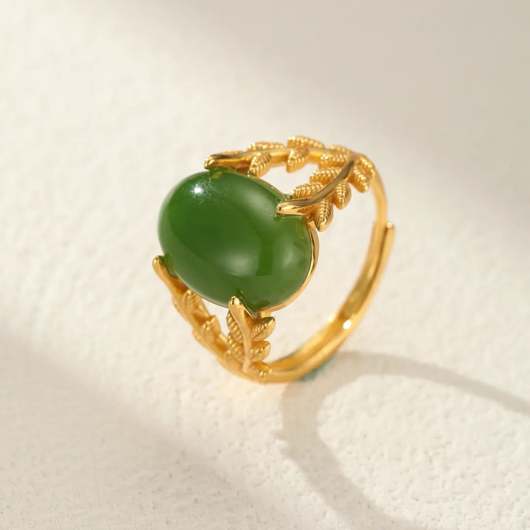 Bague Jade "Reine d'Équilibre" Argent Doré Or
