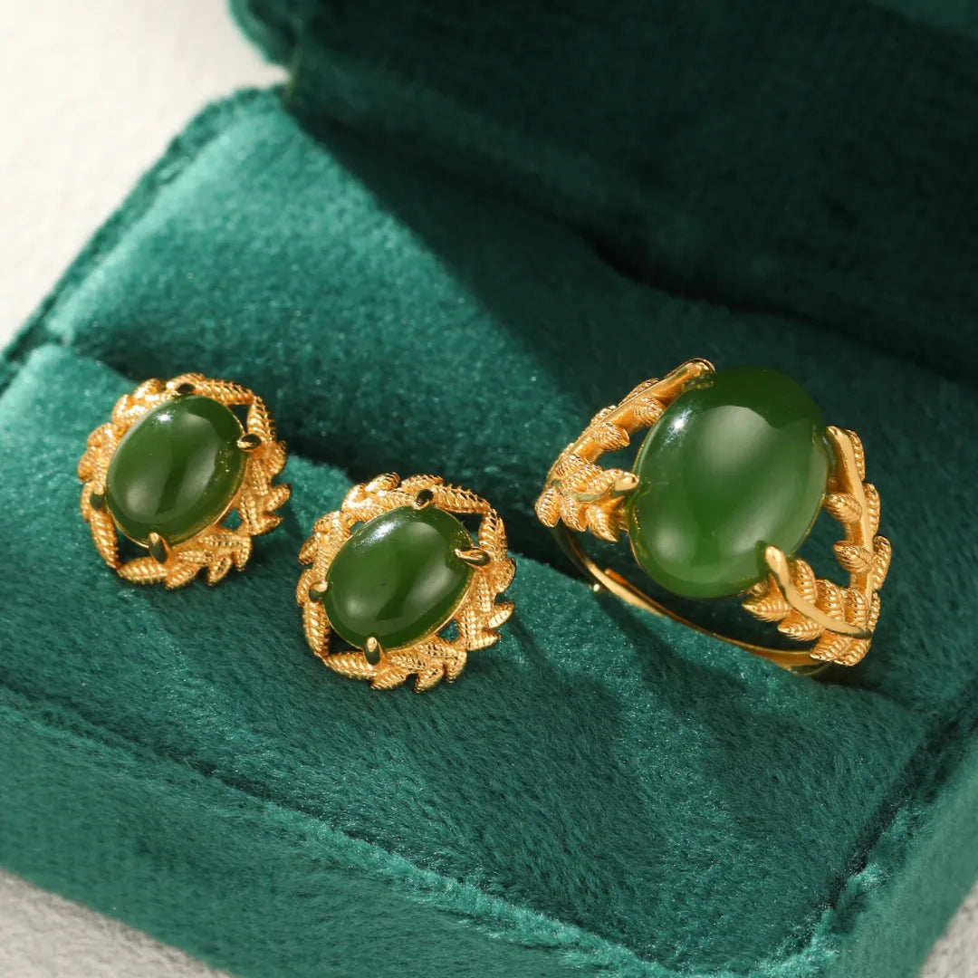 Bague Jade "Reine d'Équilibre" Argent Doré Or