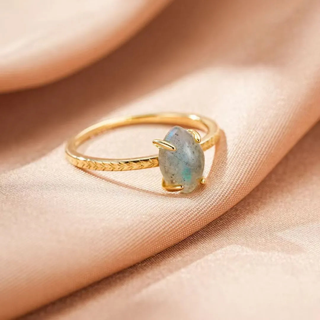 Bague Labradorite "Eclat Delicat" Argento Dorato Oro 14K