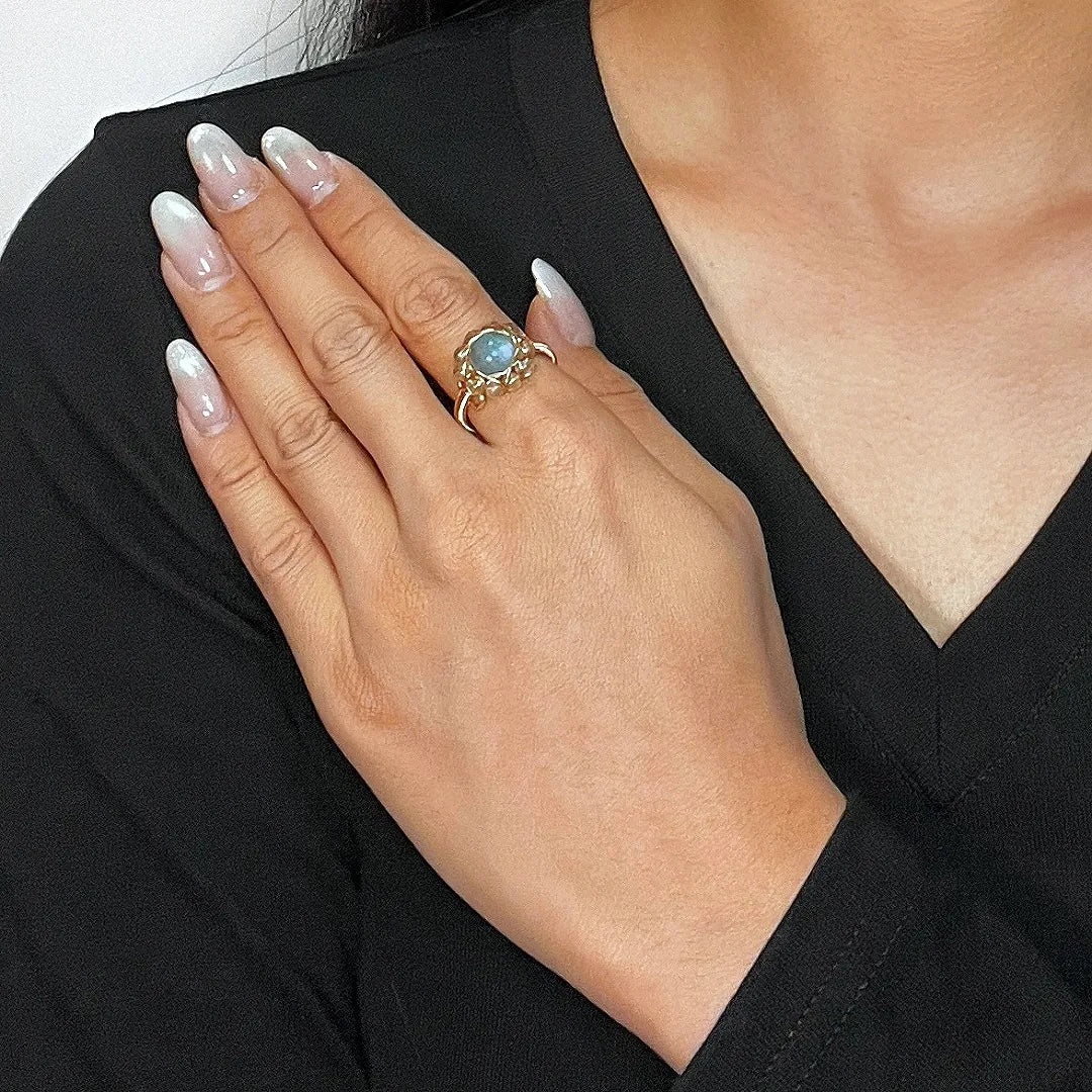 Anello Labradorite "Fiore Celeste"