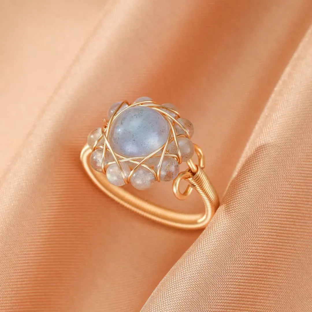 Anello Labradorite "Fiore Celeste"