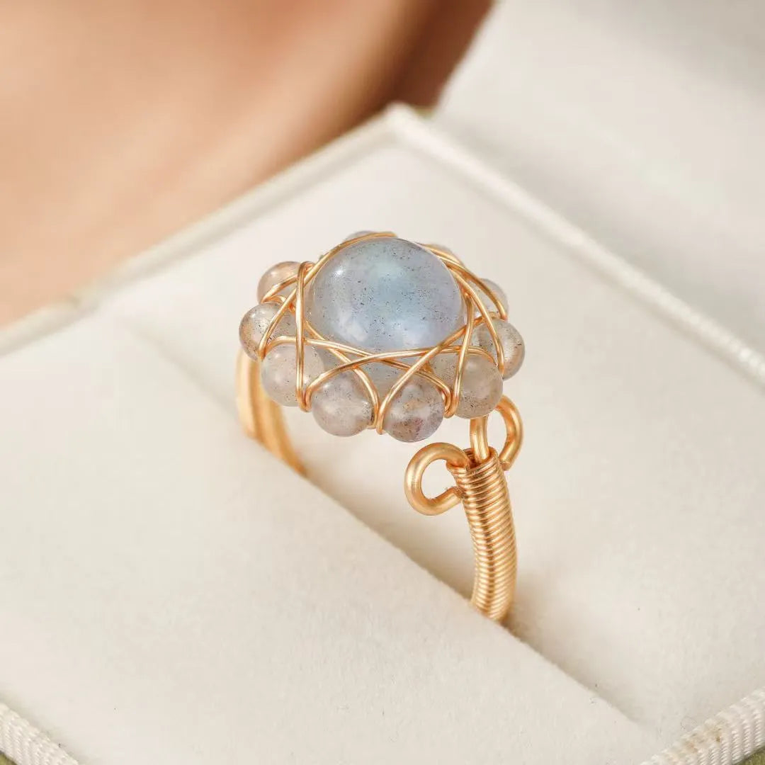 Anello Labradorite "Fiore Celeste"