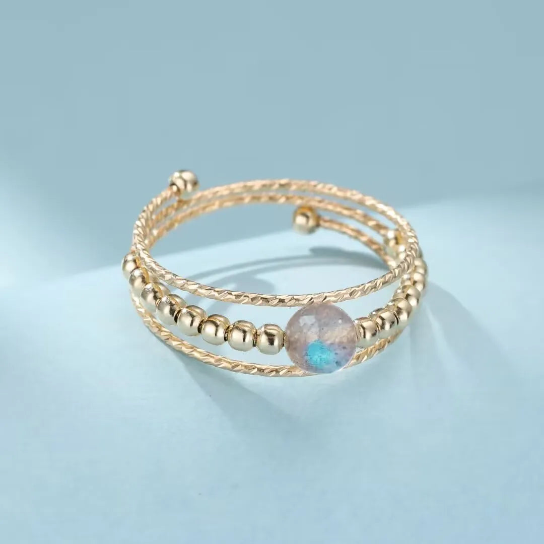 Bague Labradorite "Planète Charmante" Doré Or
