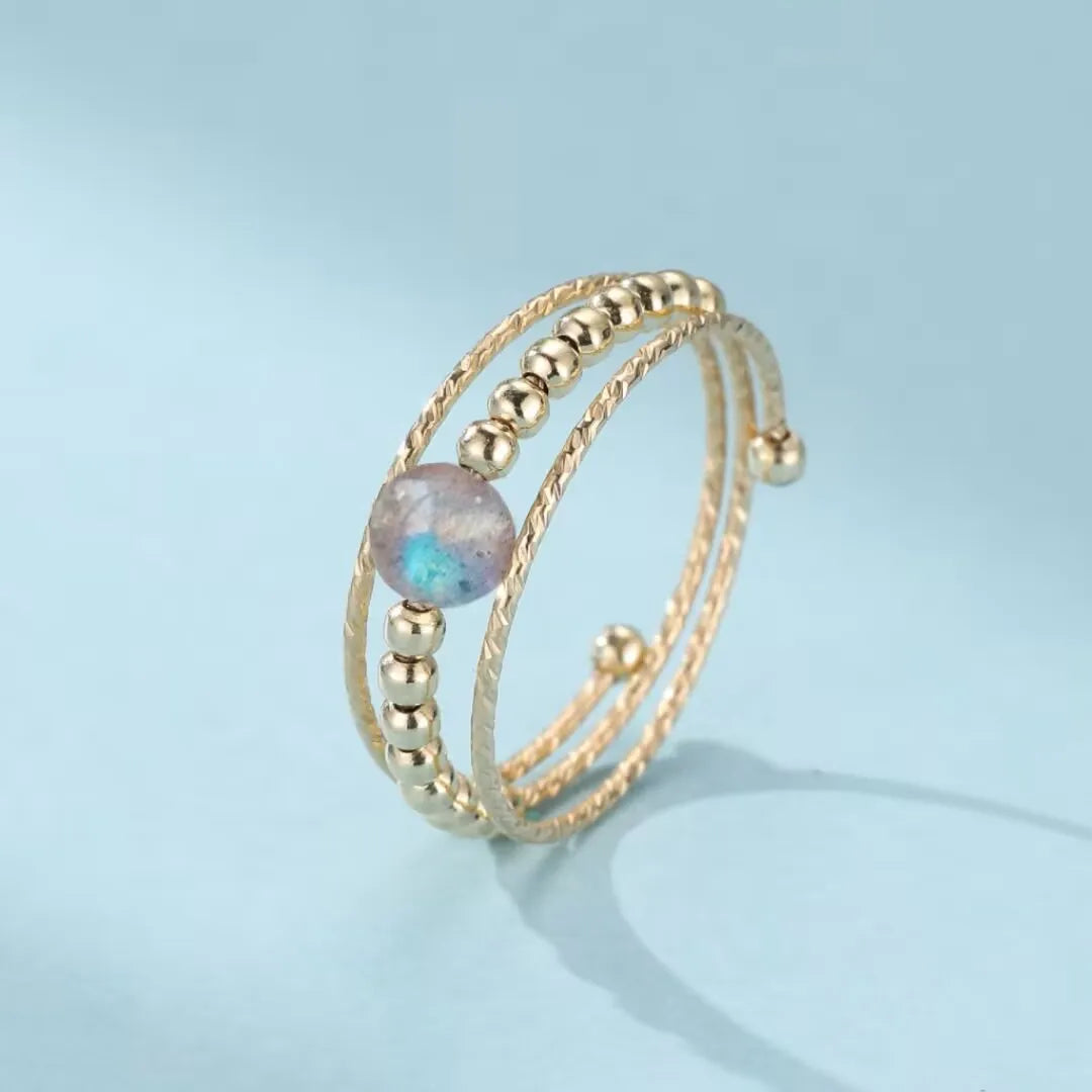 Bague Labradorite "Planète Charmante" Doré Or