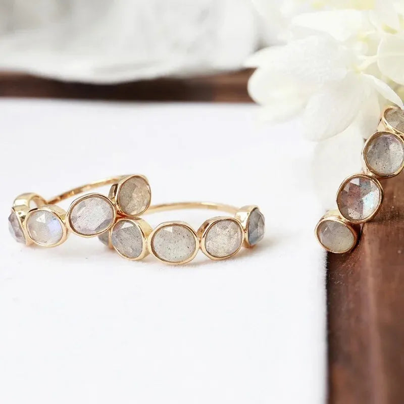 Bague Labradorite Trio – Beruhigendes Gold, Silber mit Goldüberzug