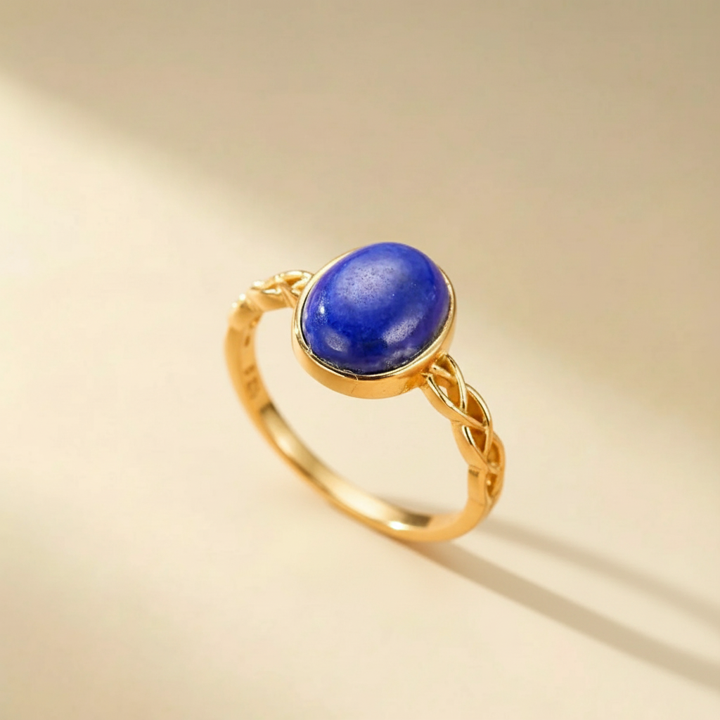 Bague Lapis Lazuli "Élégance Discrète" Argent Doré Or 18K