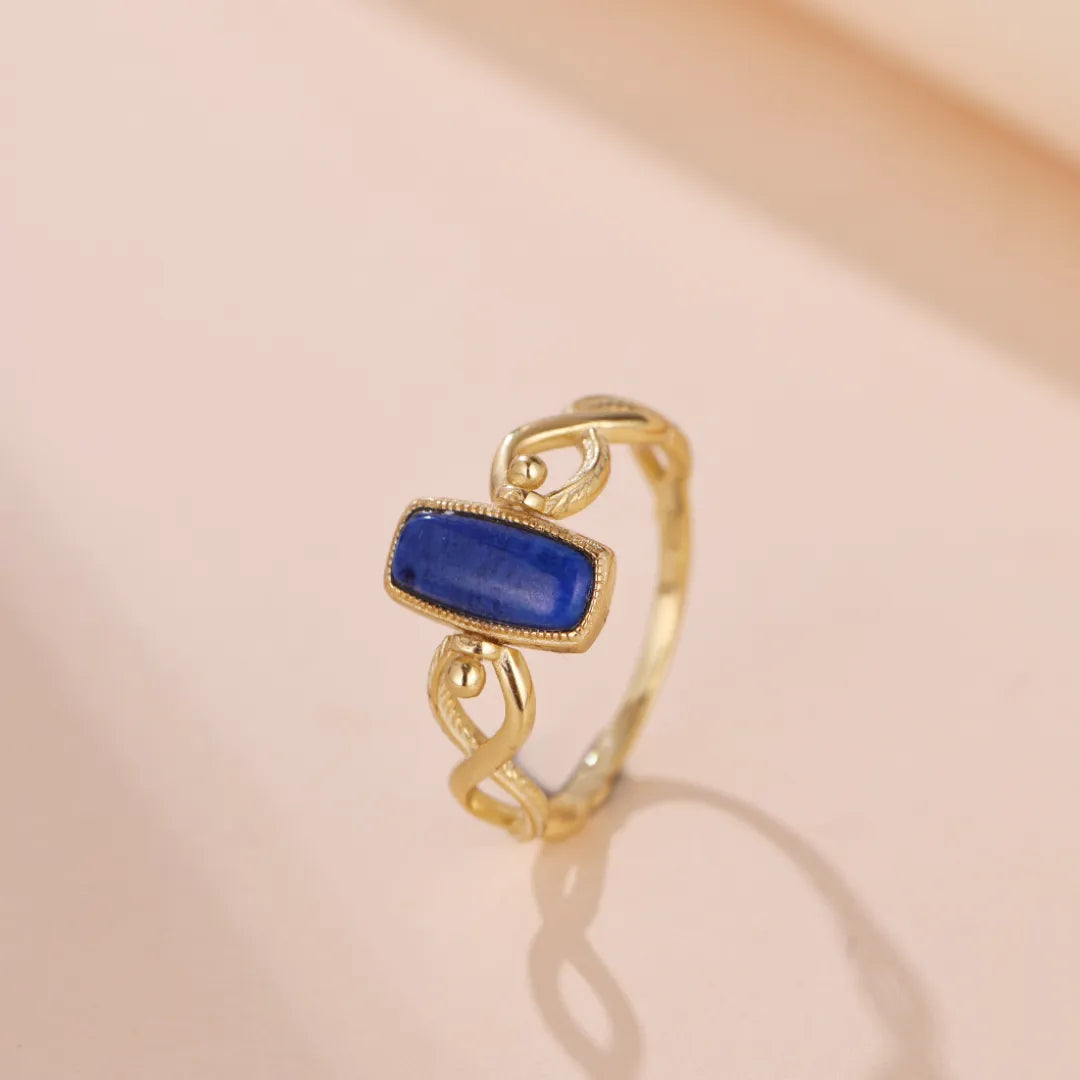 Bague Lapis Lazuli et Labradorite "Horizon d'Or" Argent Doré Or