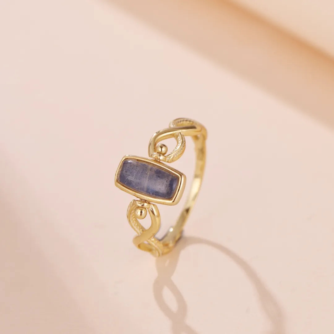 Bague Lapis Lazuli et Labradorite "Horizon d'Or" Argent Doré Or