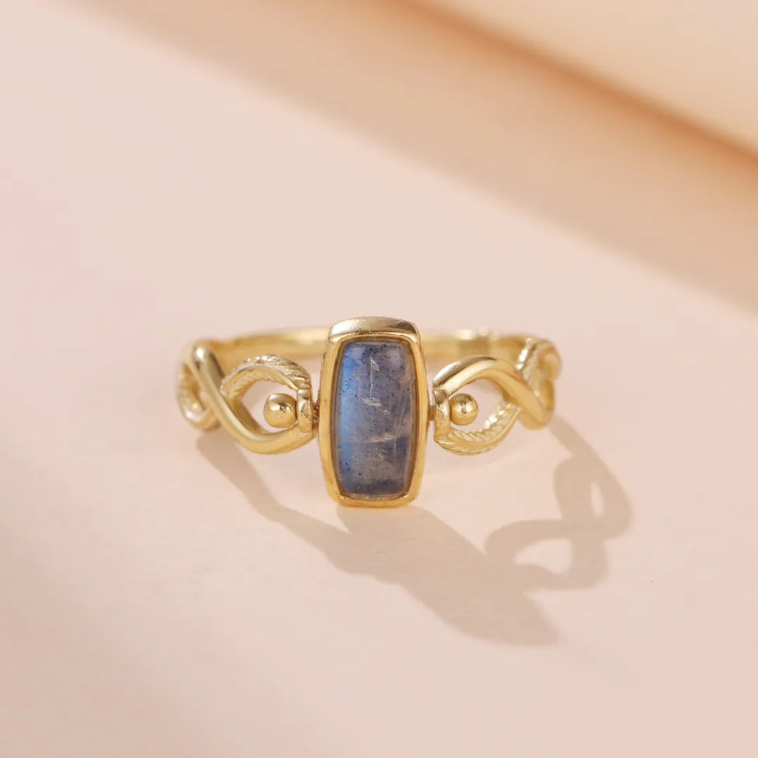 Bague Lapis Lazuli et Labradorite "Horizon d'Or" Argent Doré Or
