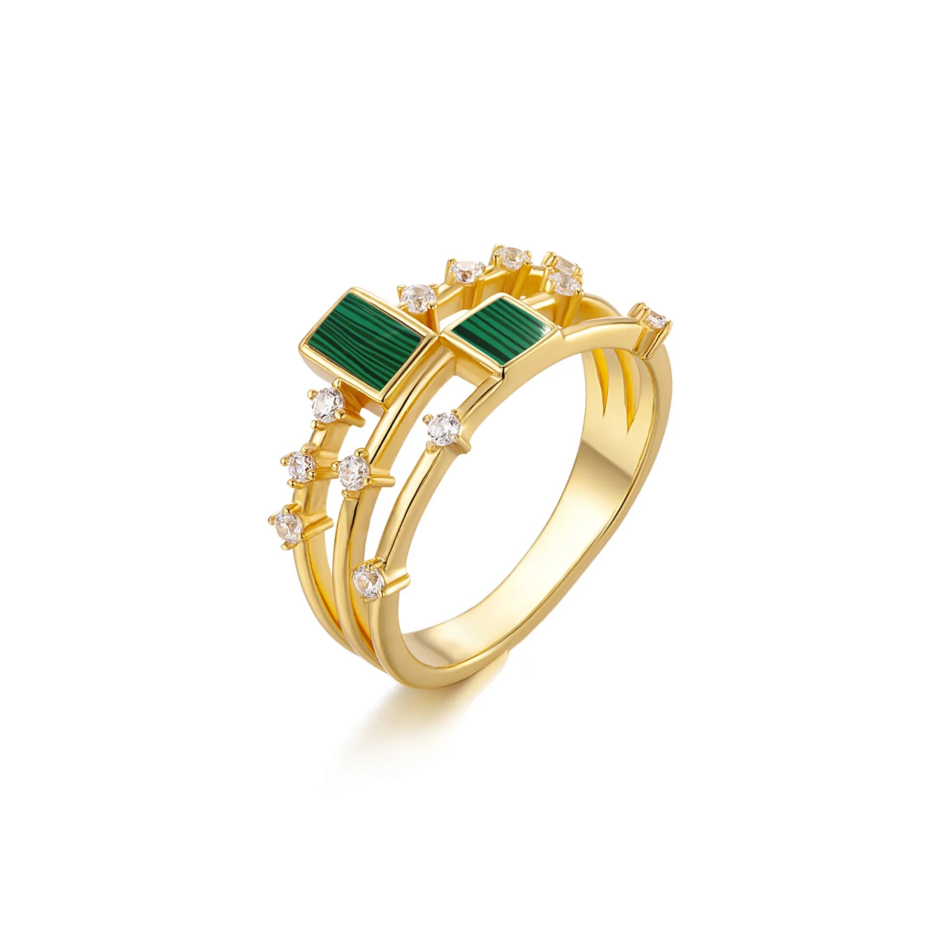 Bague Lapis Lazuli ou Malachite "Beauté Élégante" Argent Doré Or