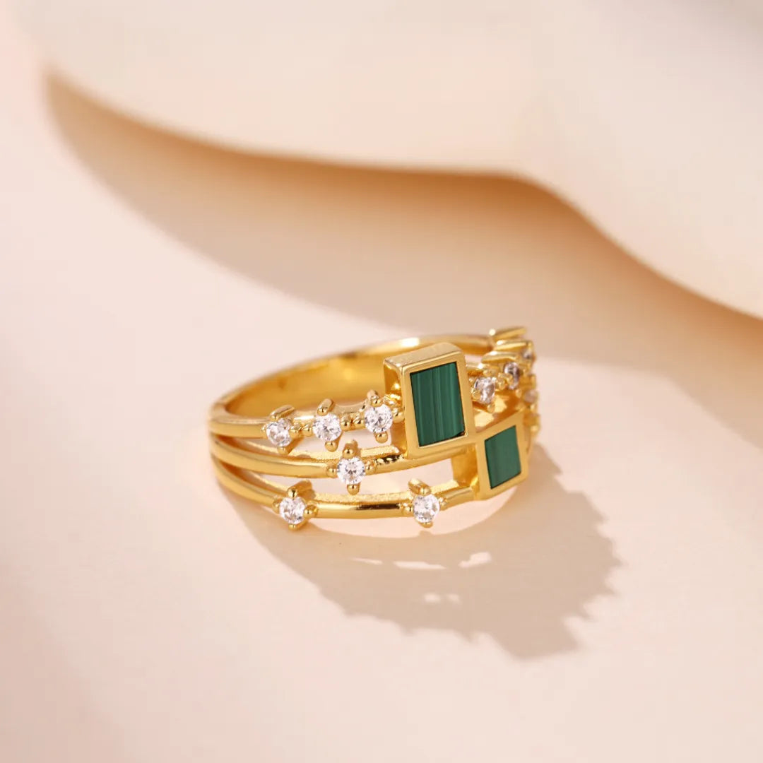 Bague Lapis Lazuli ou Malachite "Beauté Élégante" Argent Doré Or