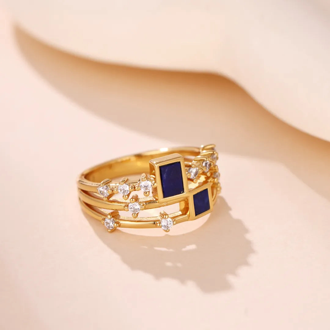 Bague Lapis Lazuli ou Malachite "Beauté Élégante" Argent Doré Or