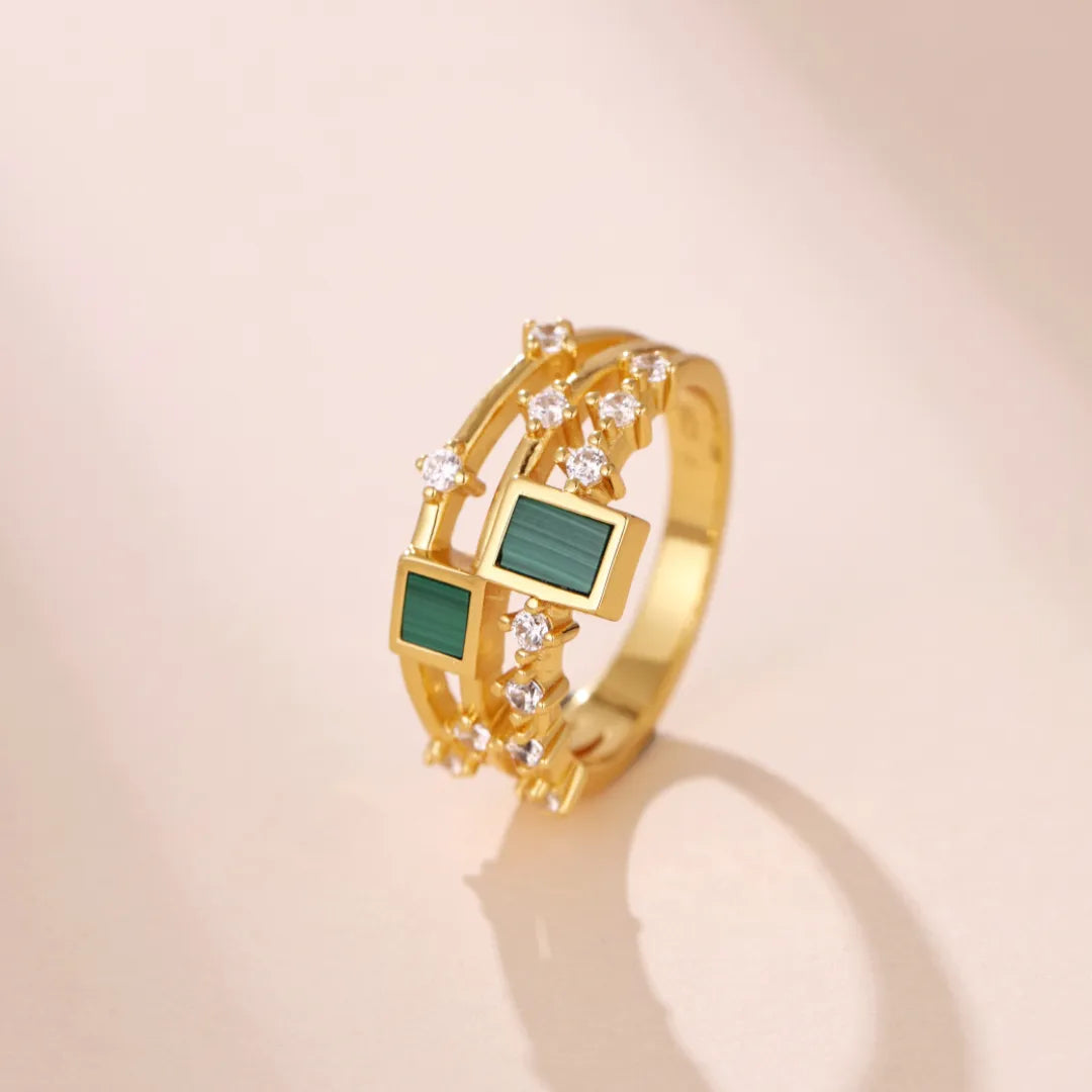 Bague Lapis Lazuli ou Malachite "Beauté Élégante" Argent Doré Or