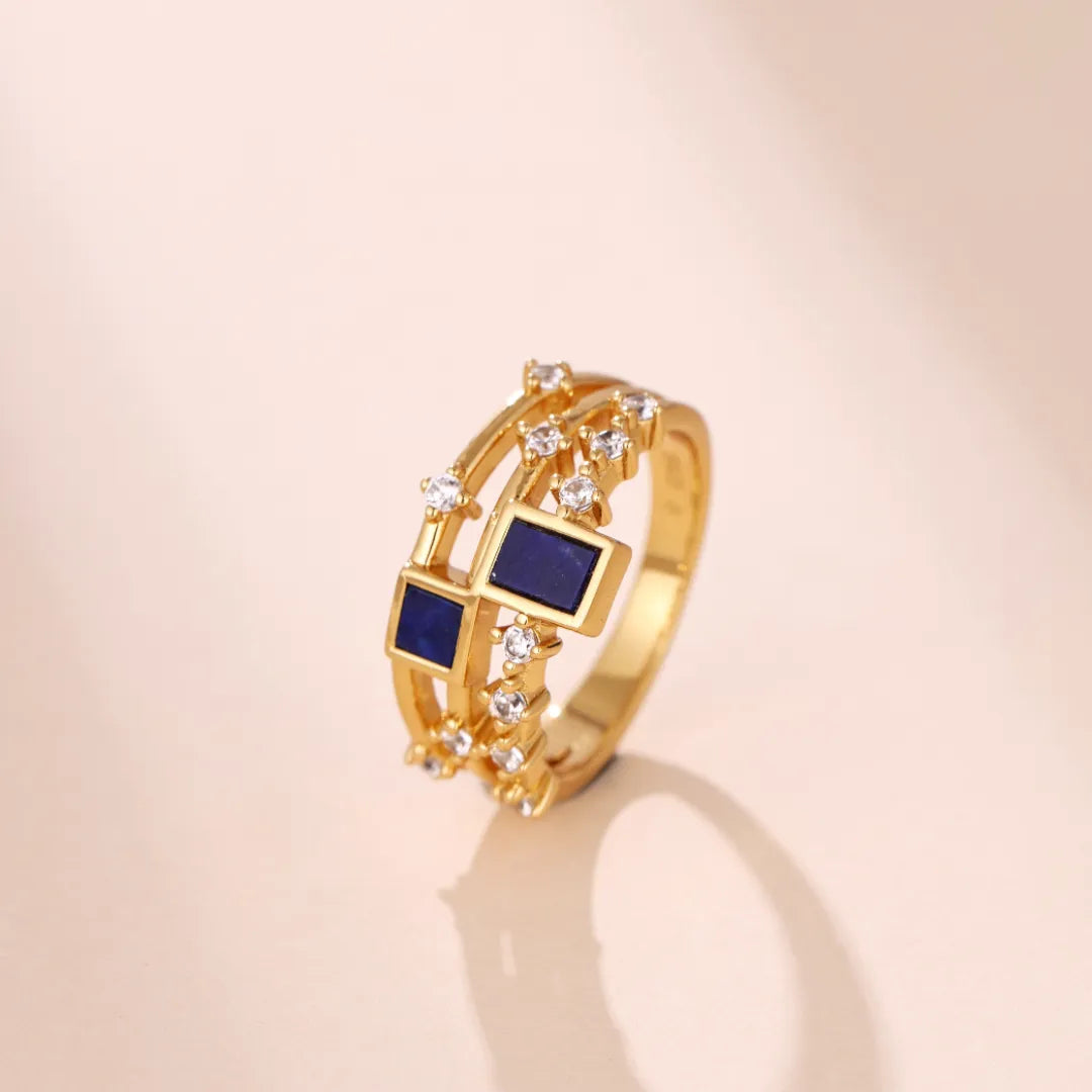 Bague Lapis Lazuli ou Malachite "Beauté Élégante" Argent Doré Or