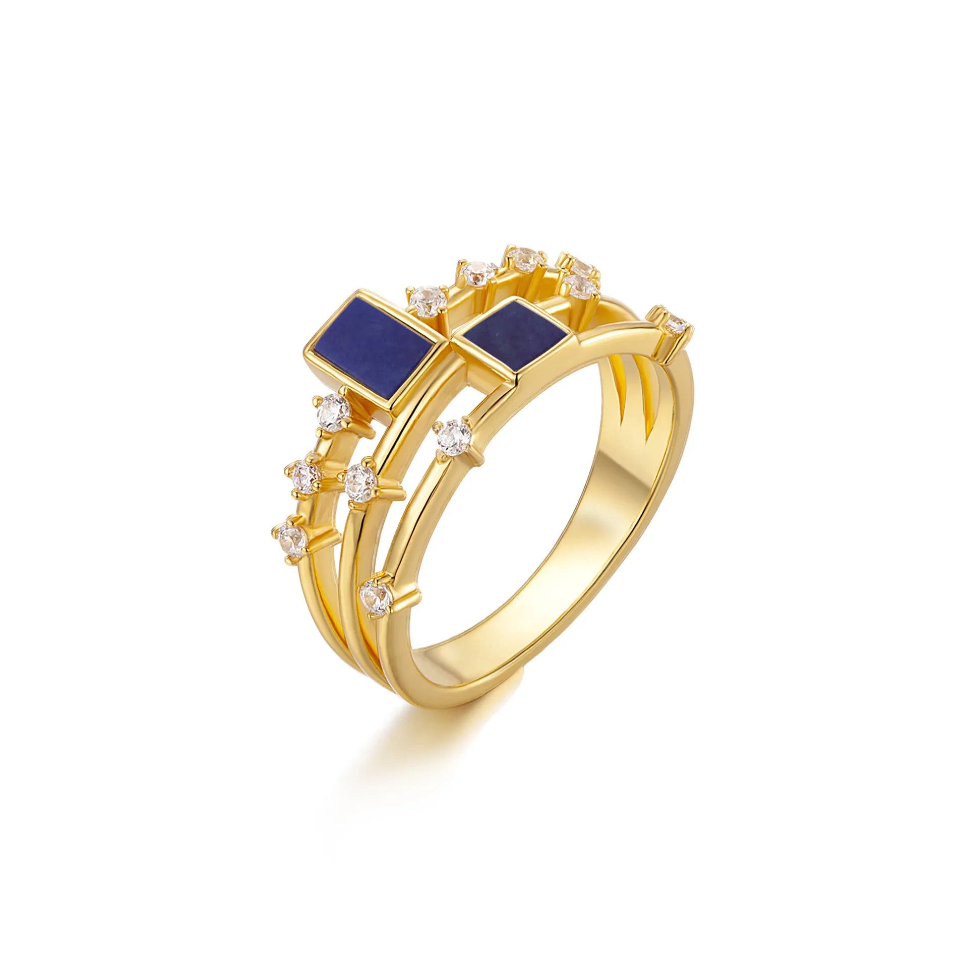 Bague Lapis Lazuli ou Malachite "Beauté Élégante" Argent Doré Or
